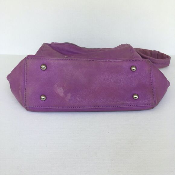 B. Makowsky Pebbled Leather Organizer Hobo Shoulder Bag Freesia Lilac Purple - Picture 5 of 12